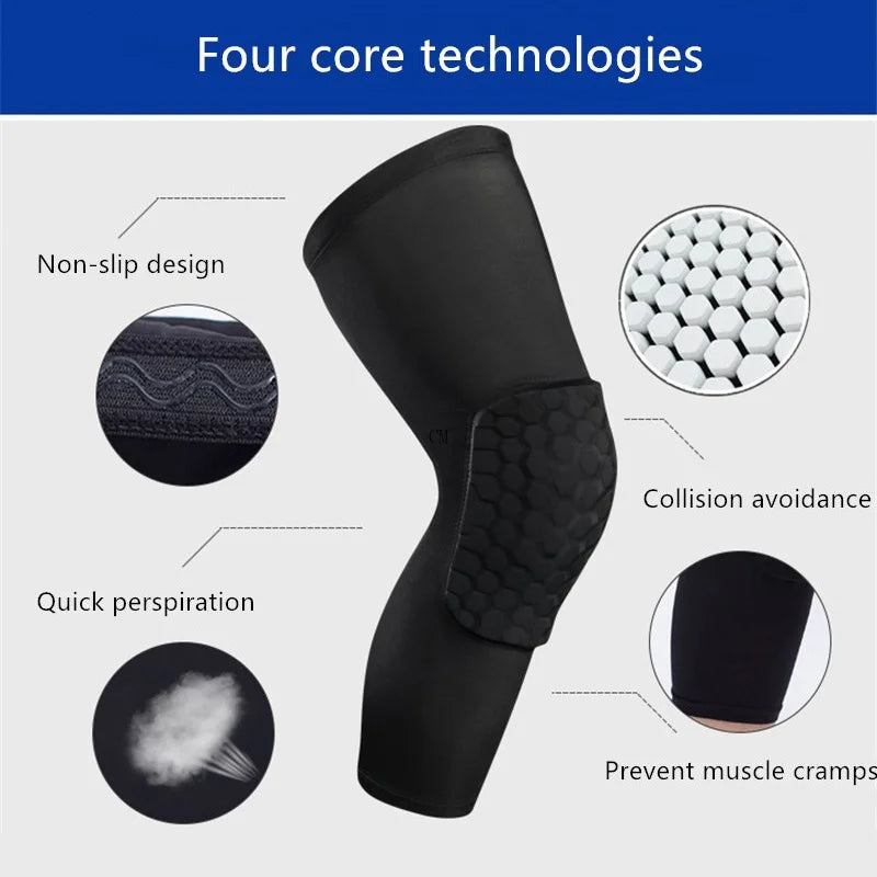 Basketball Knee Pad Protector Compression Sleeves Honeycomb Foam Brace Knee Pads Fitness Gear Volleyball Support for Men
