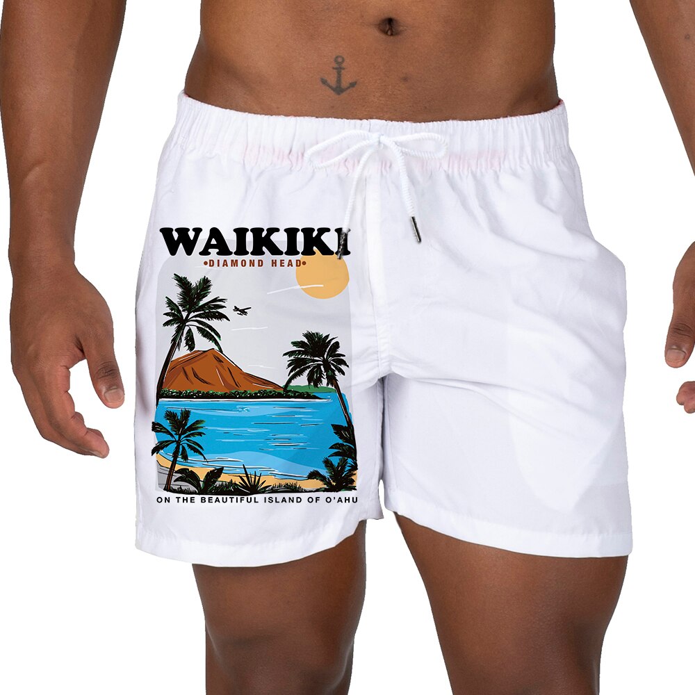 Men's Designer Swim Shorts New 3D Coconut Print Quick Dry Beach Swimming Street Wear Luxury