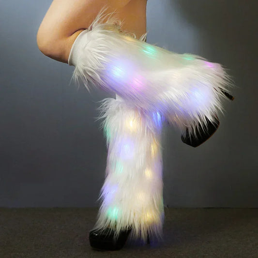 Fluffy High Legins 40cm Long Lighted Stage Performance FurGuards Female
