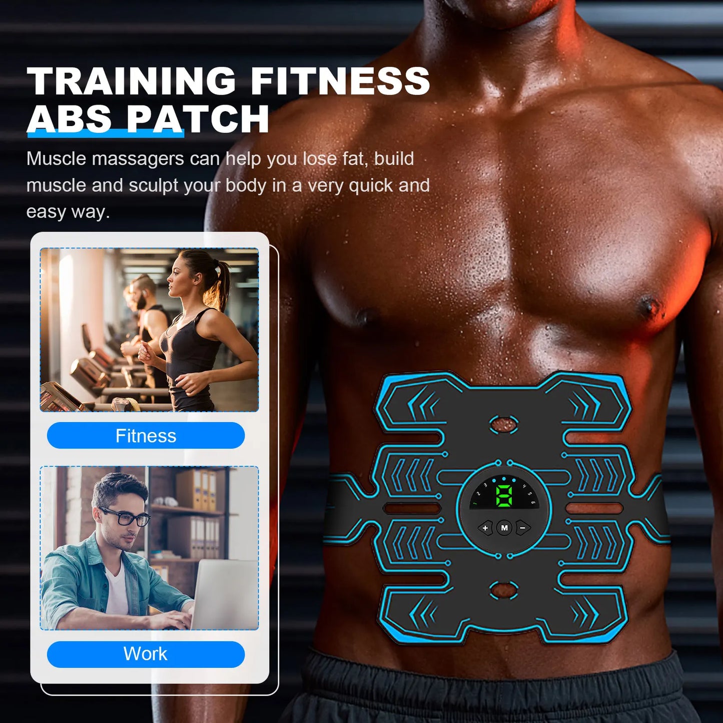 Abs Stimulator Training Device Abdominal Trainer Belt USB Rechargeable Portable Muscle Stimulator Fitness Muscle Training Gear