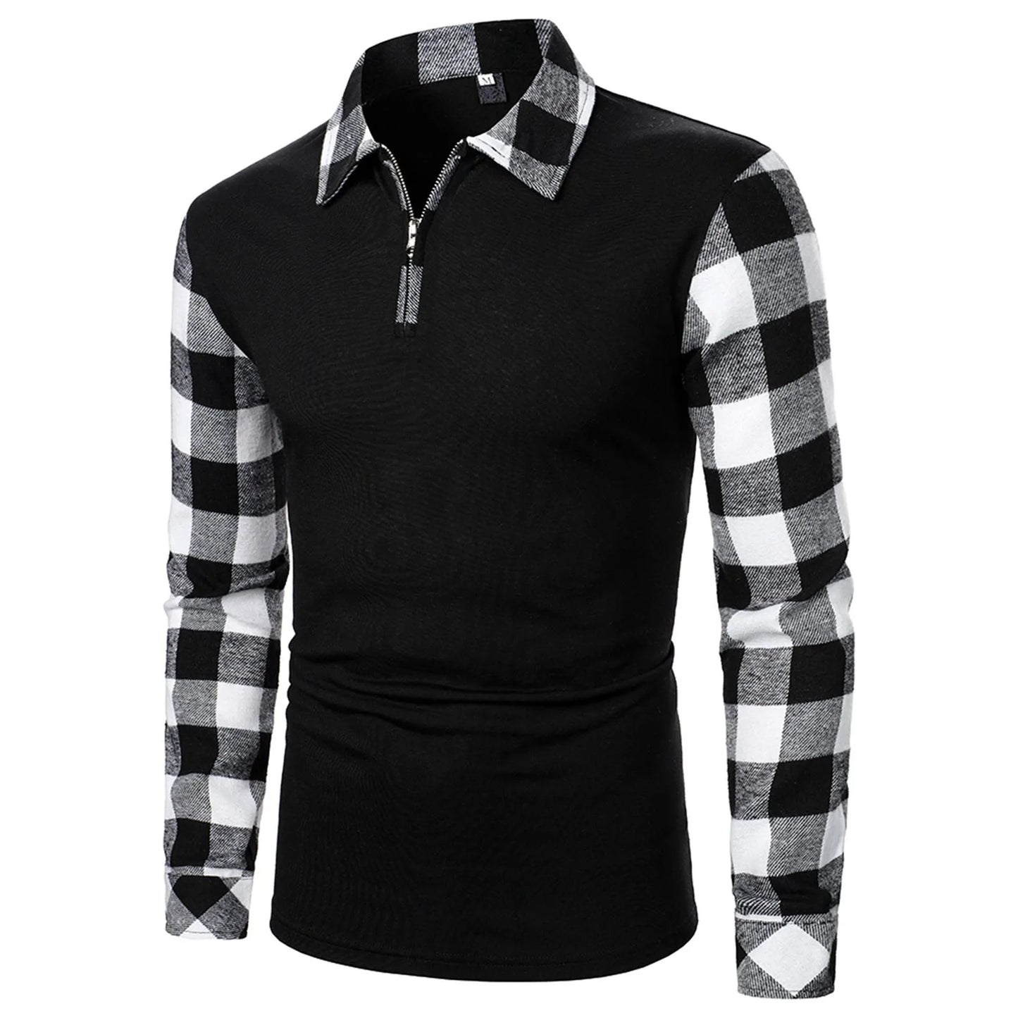 Men's Lapel Zipper Shirt Long Sleeve Business Pullover