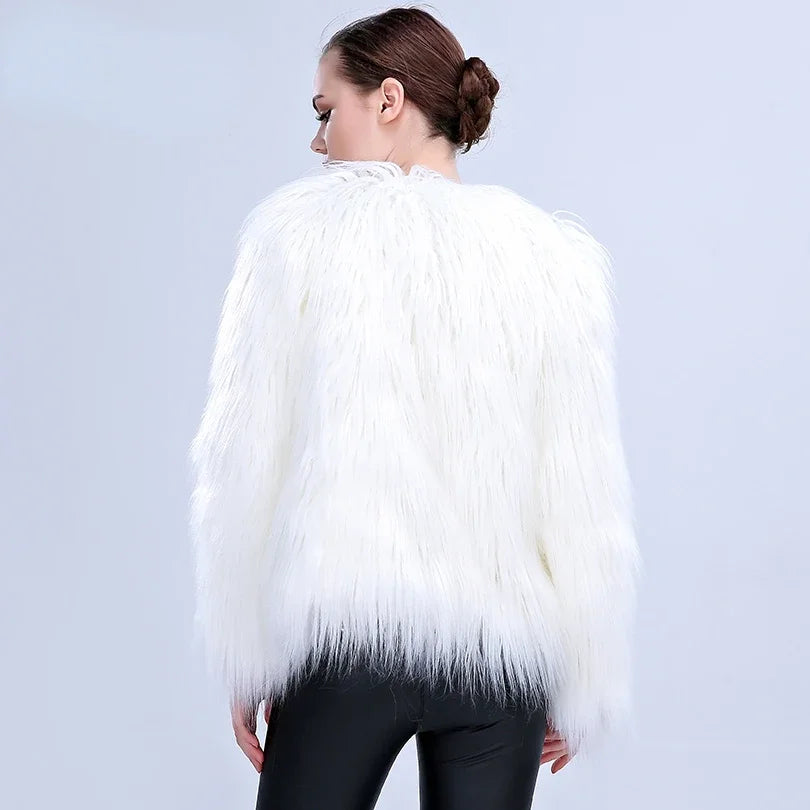 Women's Faux Fur LED Light Coat Fluffy Fur Jacket