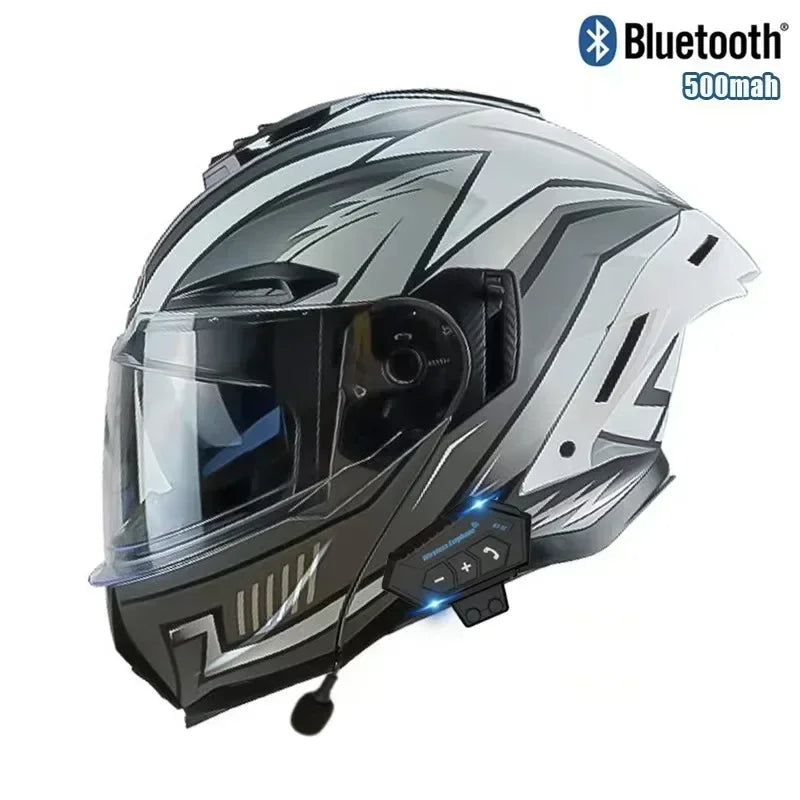 Hot sales Motorcycle Helmet Bluetooth Flip up Dual lens off-road Racing helmet Cascos para moto Motorbike Helmet DOT Approved