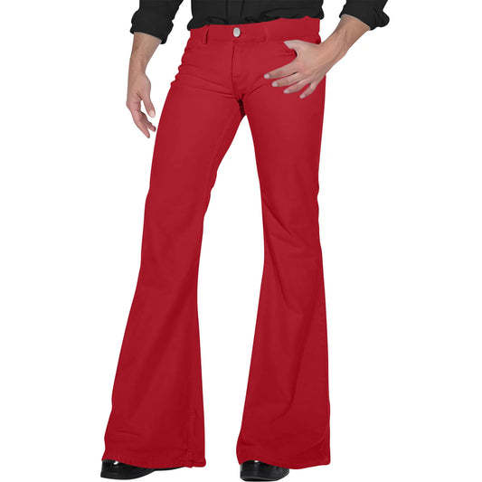 Men'S Retro Disco Flared Pants Loose Stretch Vintage Trousers