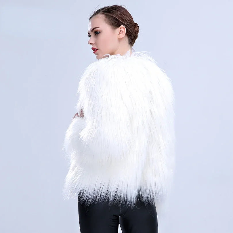 Women's Faux Fur LED Light Coat Fluffy Fur Jacket