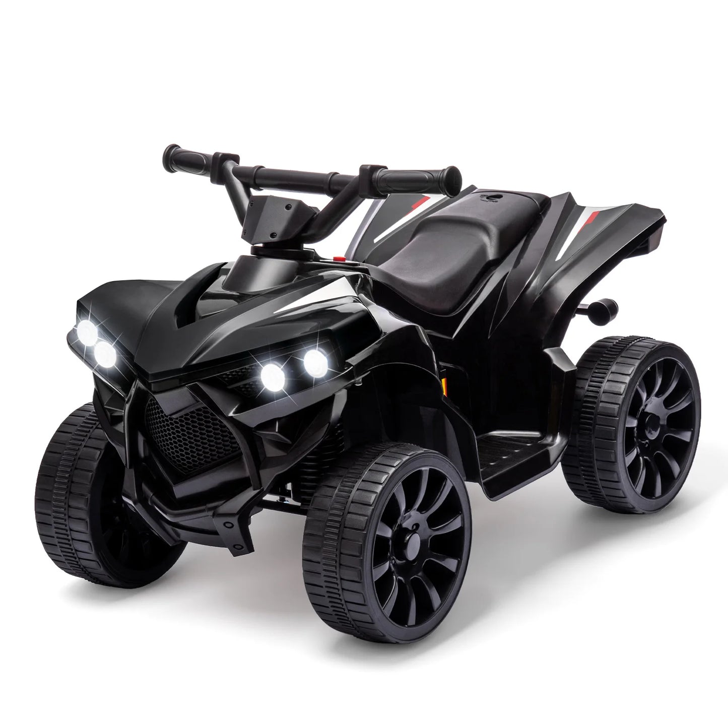 Kids 6V ATV, Ride on Quad Car Toy with LED Lights, Music, Foot Pedal Wear-Resistant Wheels, Battery Powered Electric Vehicle