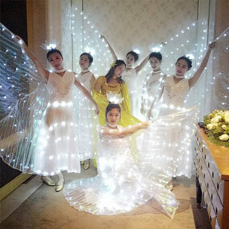 LED Butterfly Wing Colorful Wings with Telescopic Sticks  Light Up Costume for Performance Carnival Party