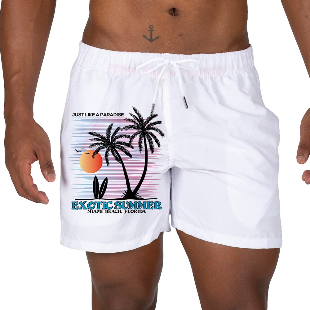 Men's Designer Swim Shorts New 3D Coconut Print Quick Dry Beach Swimming Street Wear Luxury