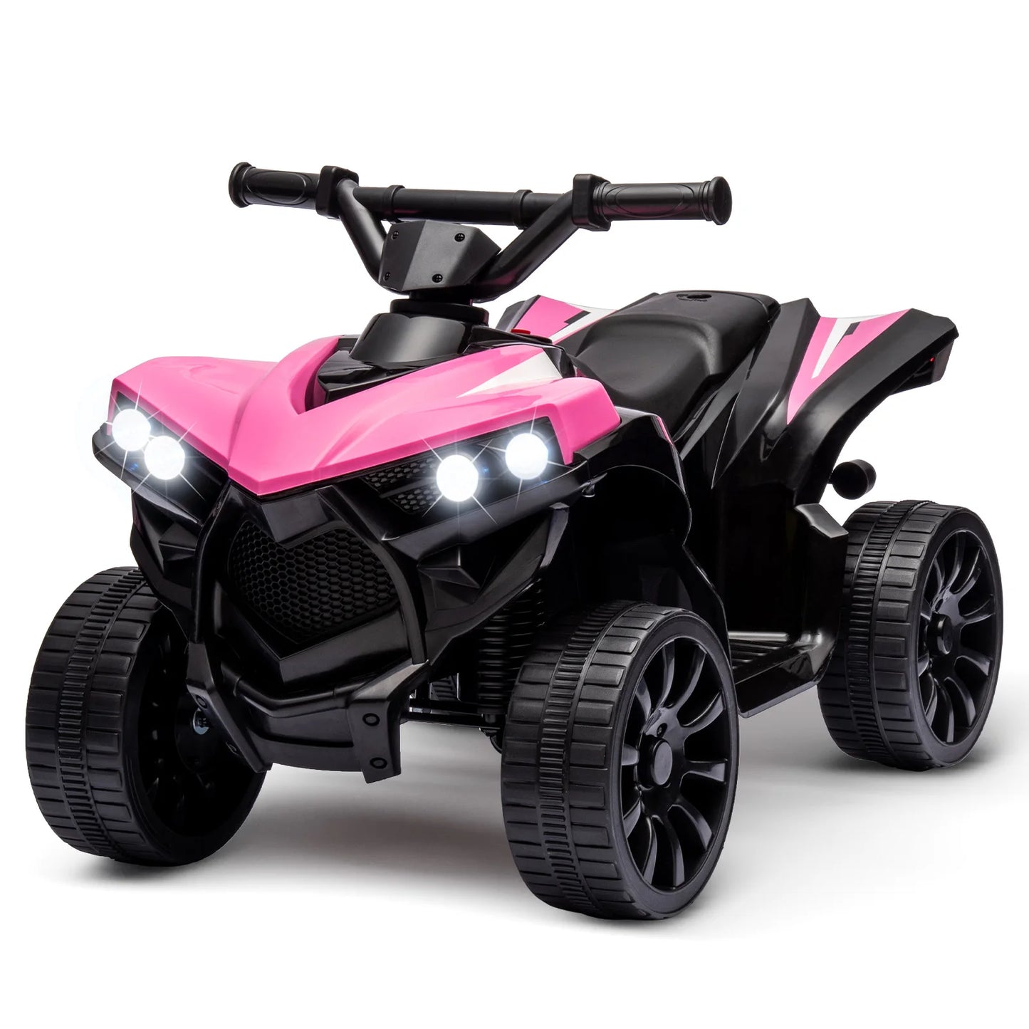 Kids 6V ATV, Ride on Quad Car Toy with LED Lights, Music, Foot Pedal Wear-Resistant Wheels, Battery Powered Electric Vehicle