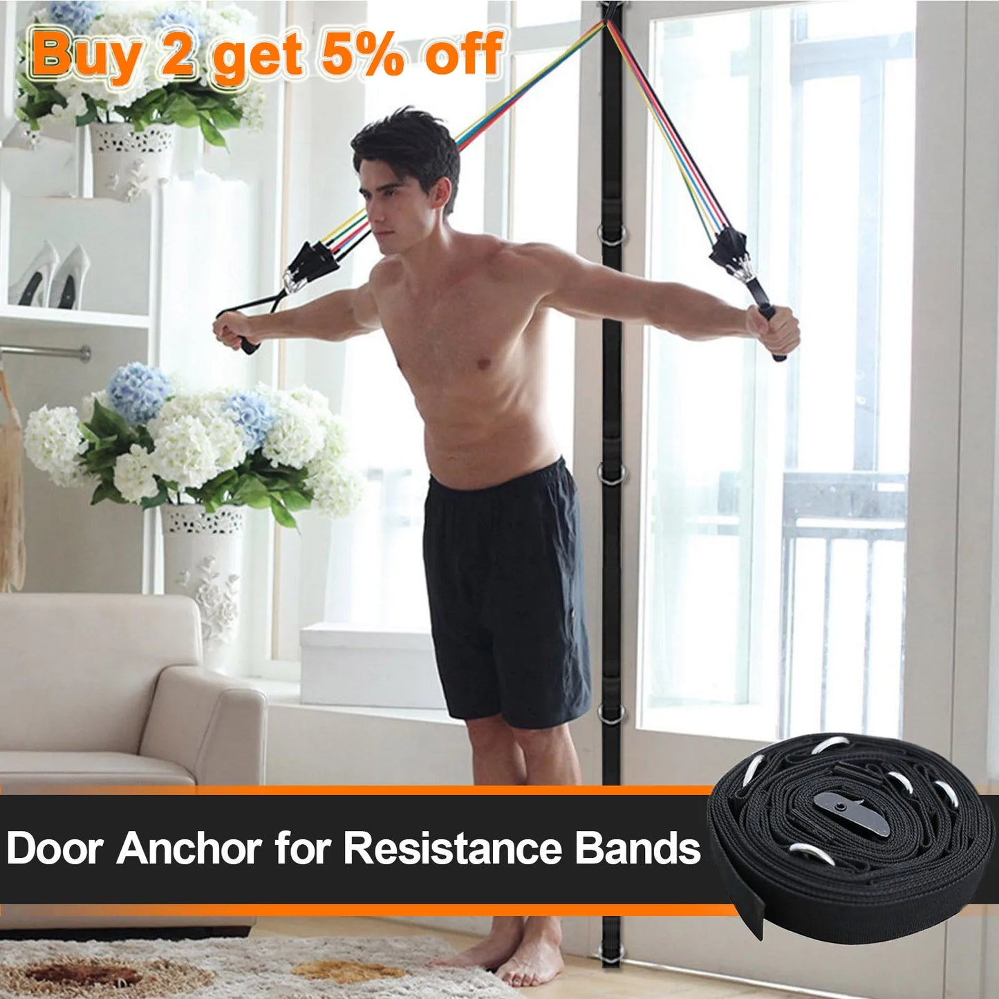 Door Anchor For Resistance Bands Portable Workout Resistance Band Door Anchor Nail Free Door Band Resistance Workout Equipment