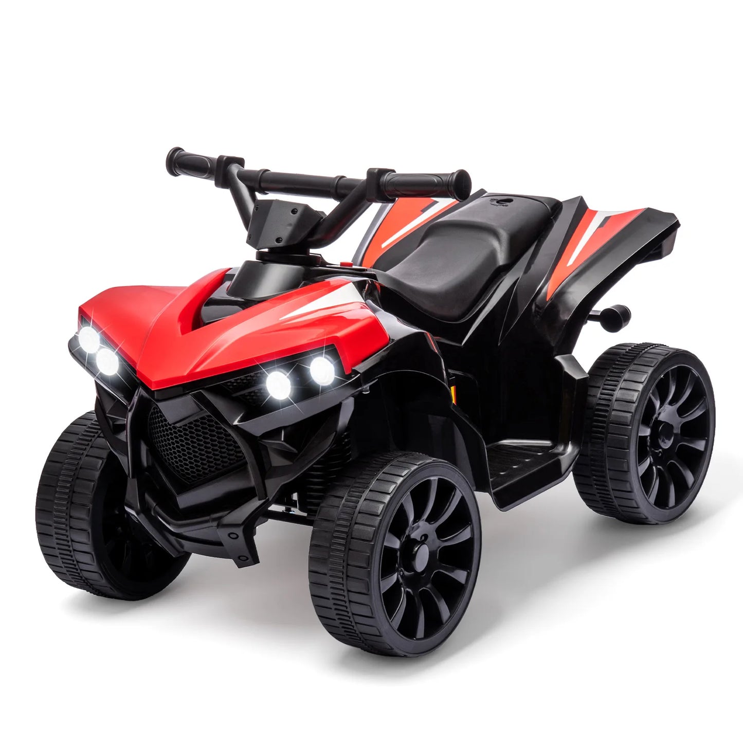 Kids 6V ATV, Ride on Quad Car Toy with LED Lights, Music, Foot Pedal Wear-Resistant Wheels, Battery Powered Electric Vehicle