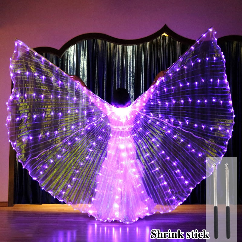 LED Butterfly Wing Colorful Wings with Telescopic Sticks  Light Up Costume for Performance Carnival Party