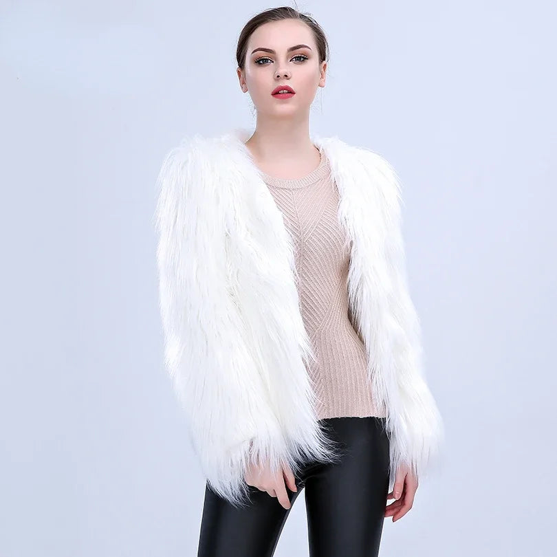 Women's Faux Fur LED Light Coat Fluffy Fur Jacket