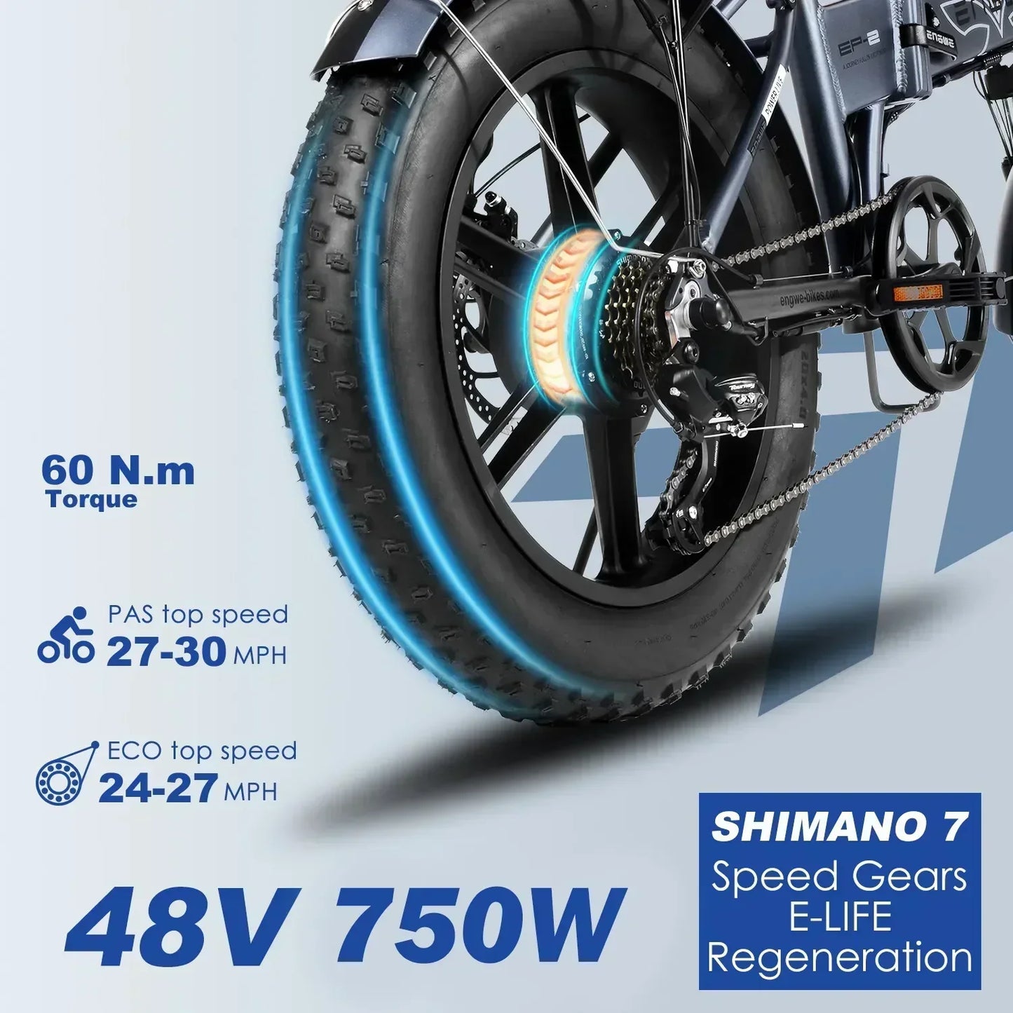 EP-2PRO EBike 750W Powerful Motor 48V13Ah Lithium Battery Folding Electric Bike Adult Mountain 20 Inch Fat Tire Electric Bicycle