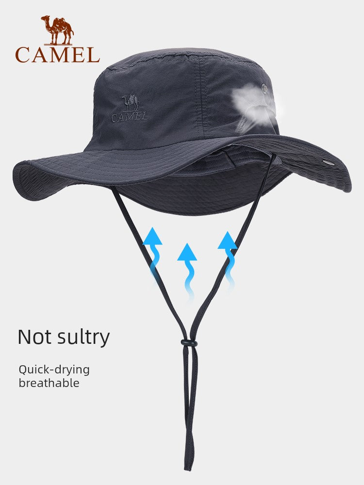 Camel Outdoor Sun-Proof Bucket Hat Men's Summer Sunshade Mountaineering Beach Sun Fishing Cowboy Hat Spring UV Protection