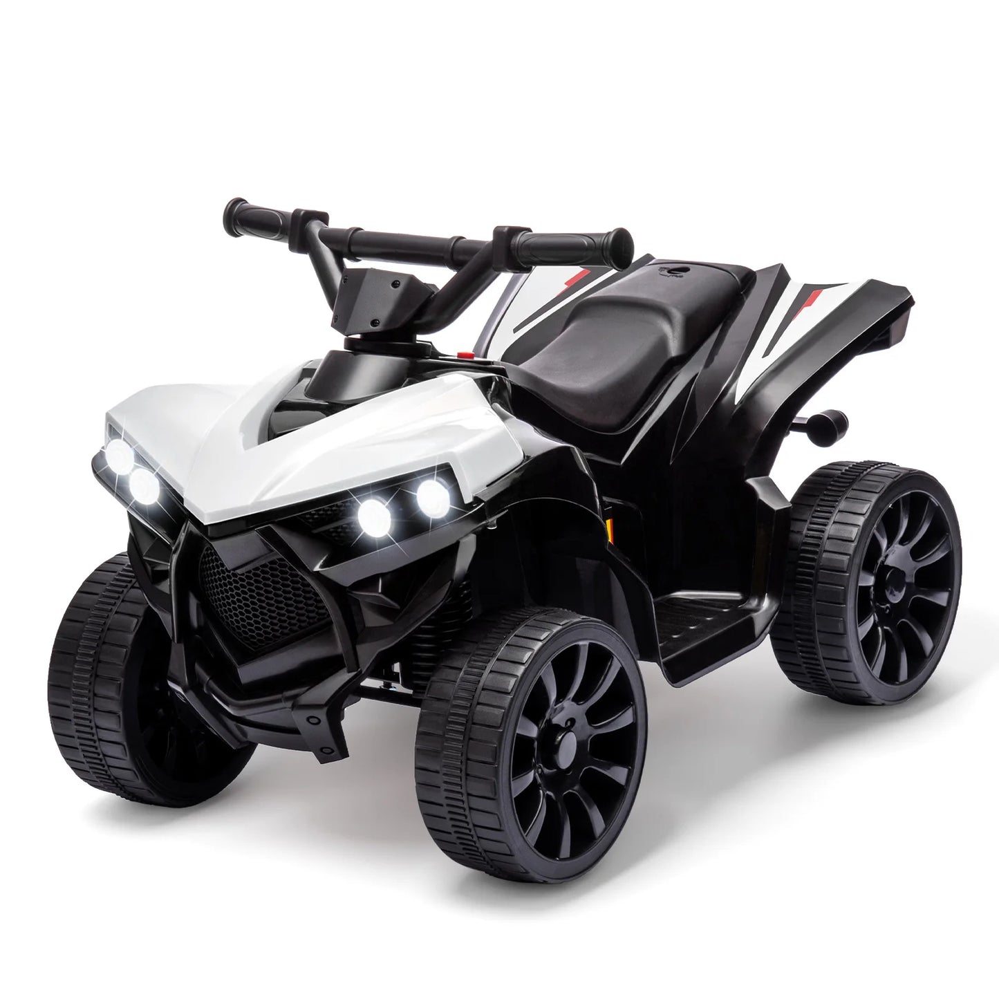 Kids 6V ATV, Ride on Quad Car Toy with LED Lights, Music, Foot Pedal Wear-Resistant Wheels, Battery Powered Electric Vehicle