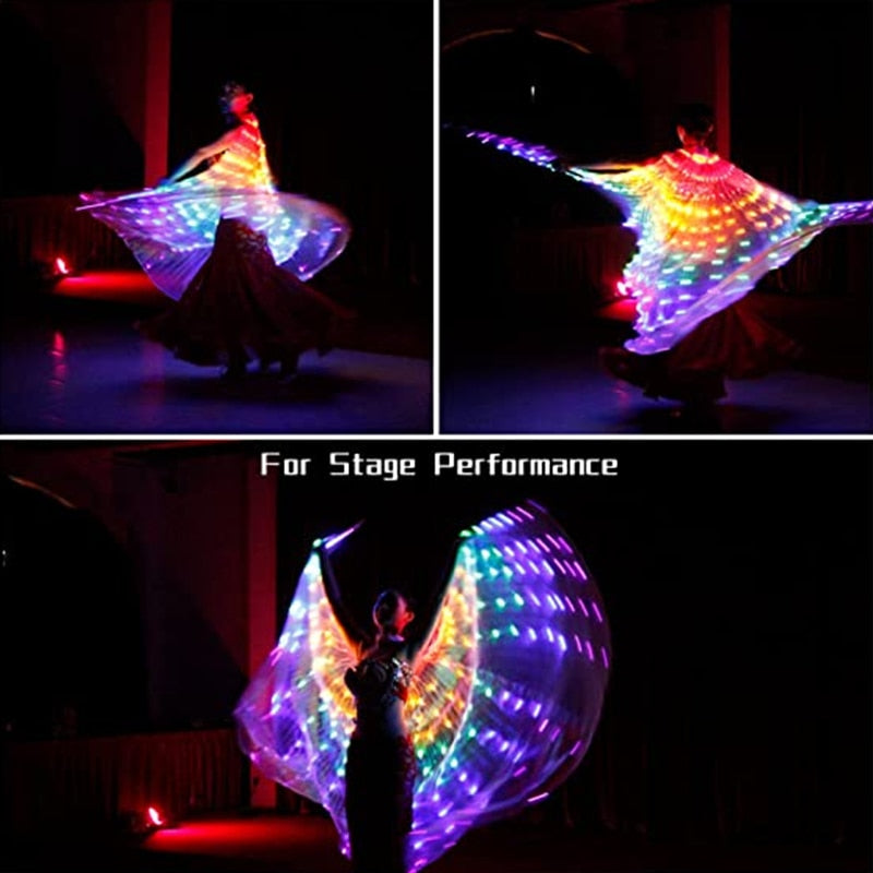 LED Butterfly Wing Colorful Wings with Telescopic Sticks  Light Up Costume for Performance Carnival Party