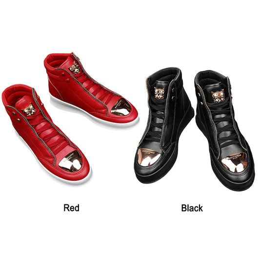 Mens High Top Shoes Comfortable PU Leather