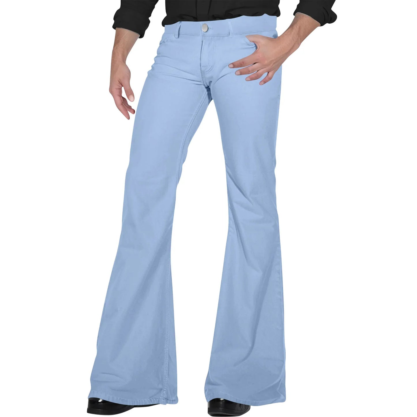 Men'S Retro Disco Flared Pants Loose Stretch Vintage Trousers