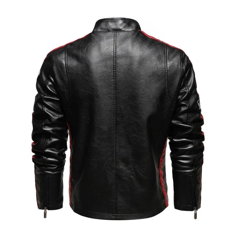 Autumn 2023 Men's Motorcycle Leather Jacket Casual Patchwork