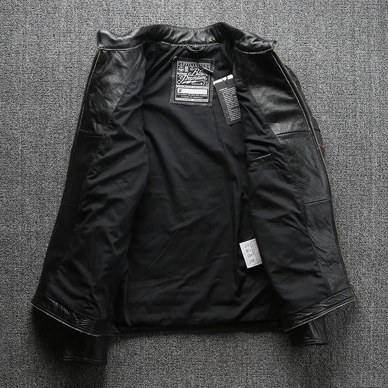 Men's Women's Genuine Cowhide Leather Jacket Black Embroidery Skull Motorcycle Leather Jackets 100% Cowhide