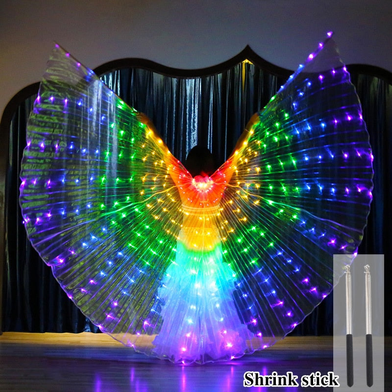 LED Butterfly Wing Colorful Wings with Telescopic Sticks  Light Up Costume for Performance Carnival Party