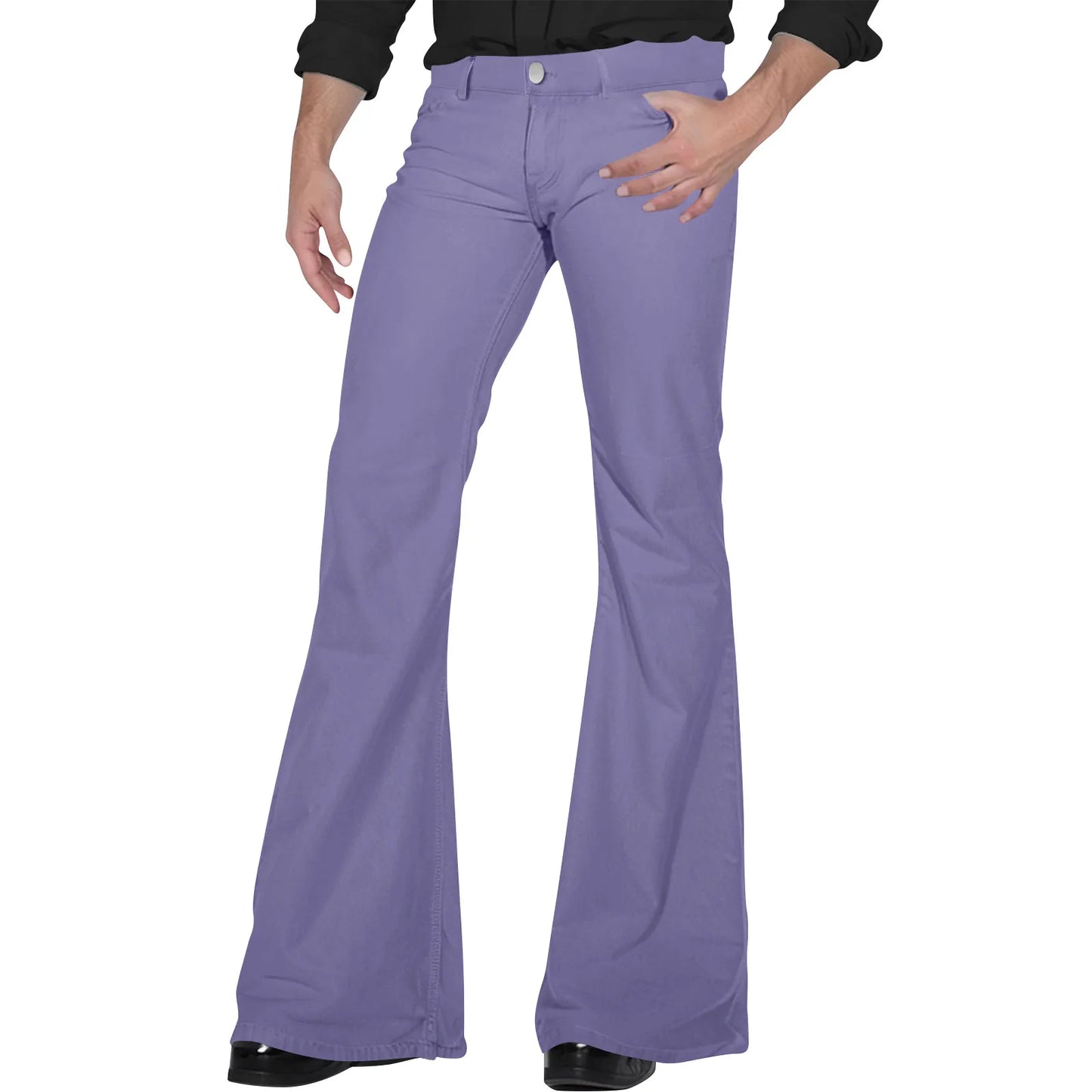 Men'S Retro Disco Flared Pants Loose Stretch Vintage Trousers