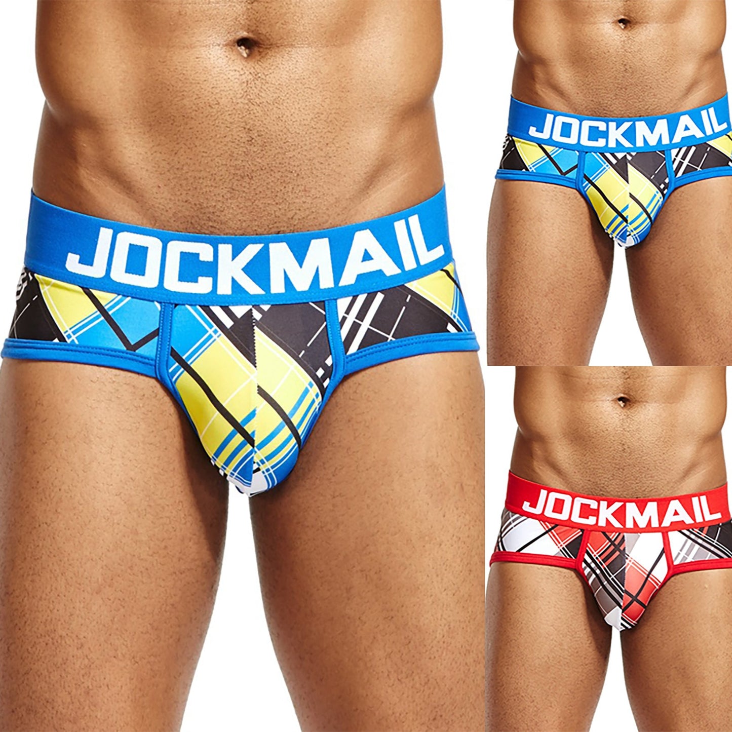 JOCKMAIL Brand Sexy underwear men briefs Plaid print Fast drying