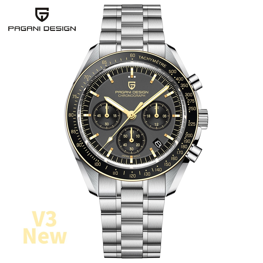 2023 New PAGANI DESIGN Ice Blue Moon Men's Watches Luxury Quartz Watch For Men Sport Chronograph Automatic date Sapphire crystal - adamshealthstore