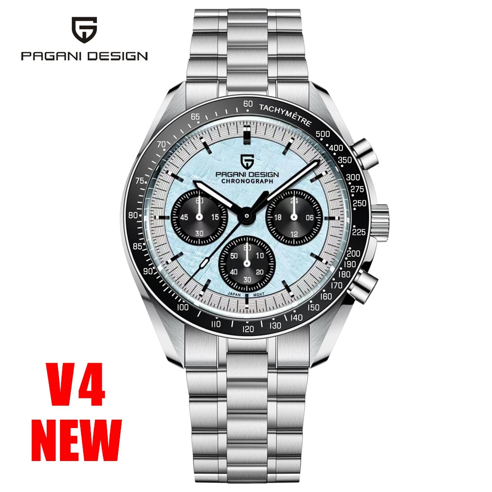 2023 New PAGANI DESIGN Ice Blue Moon Men's Watches Luxury Quartz Watch For Men Sport Chronograph Automatic date Sapphire crystal - adamshealthstore