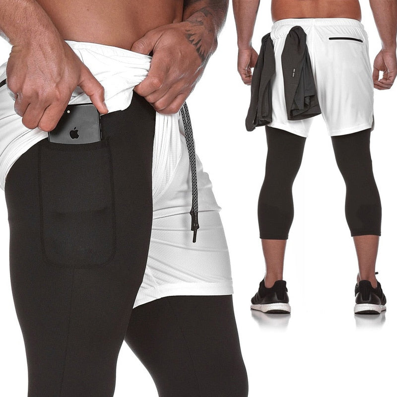 2023 Mens 2 In 1 Running Pants Sweatpants Fitness Trousers Sport Pants Gym Tight Workout  Sportswear - adamshealthstore