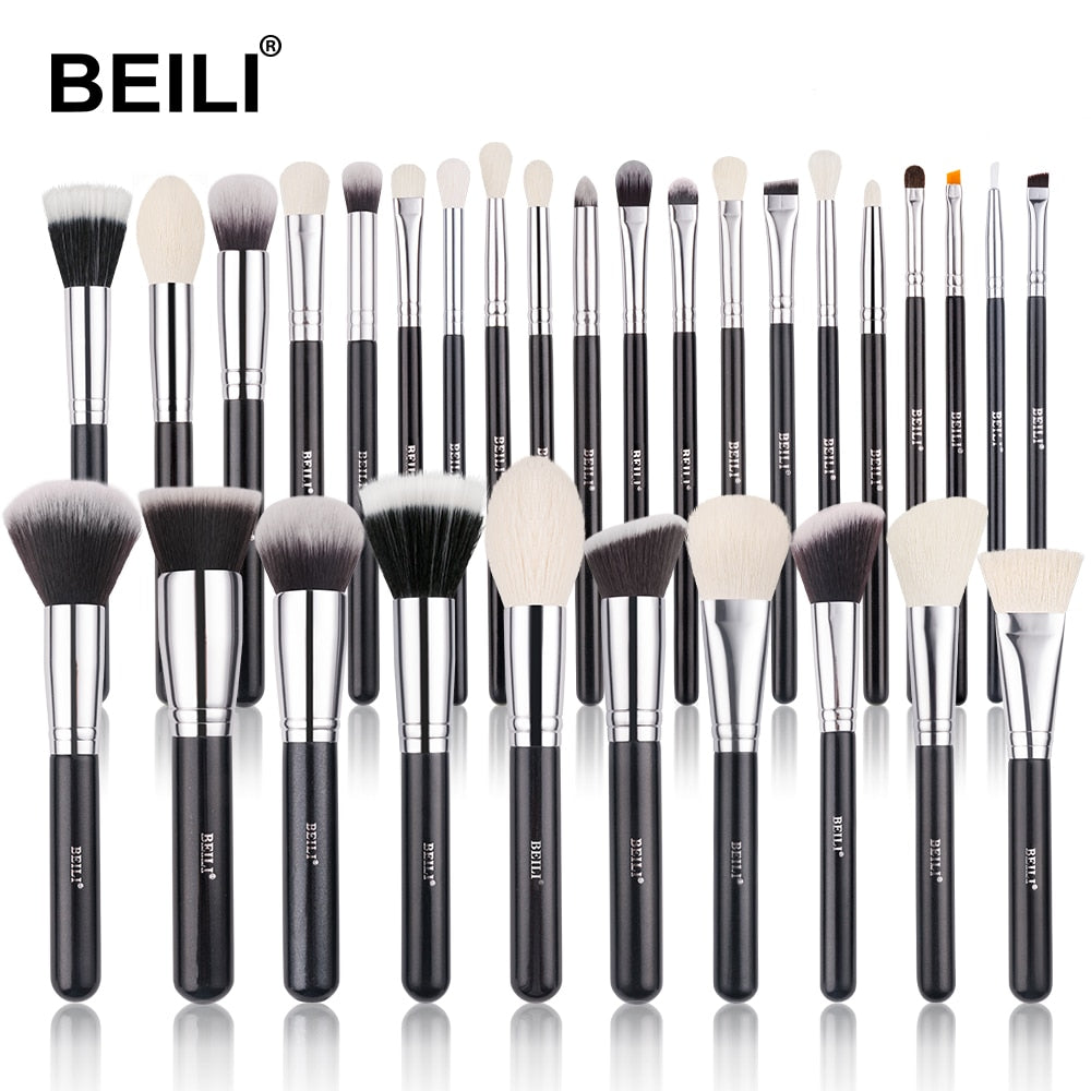 BEILI Black Makeup brushes set Professional Natural goat hair brushes Foundation Powder Contour Eyeshadow make up brushes - adamshealthstore