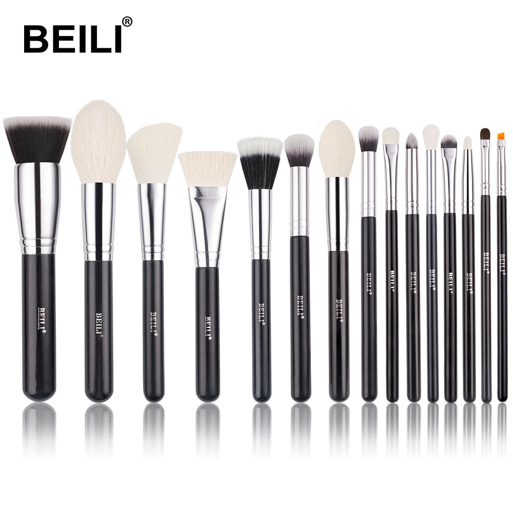 BEILI Black Makeup brushes set Professional Natural goat hair brushes Foundation Powder Contour Eyeshadow make up brushes - adamshealthstore