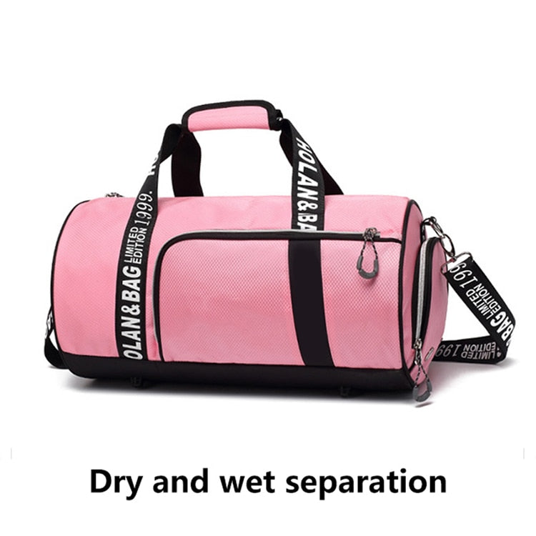 ROEGADYN Outdoor Sports Bags Women Fitness Waterproof Sports Bag Dry Wet Separated Yoga Gym Bag Shoes Compartment Travel Handbag - adamshealthstore