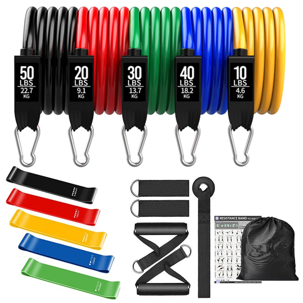 300LBS Fitness Resistance Bands Set Training Yoga Booty Bands Sports Workout Equipment for Home Gym Men Weights Bodybuilding - adamshealthstore