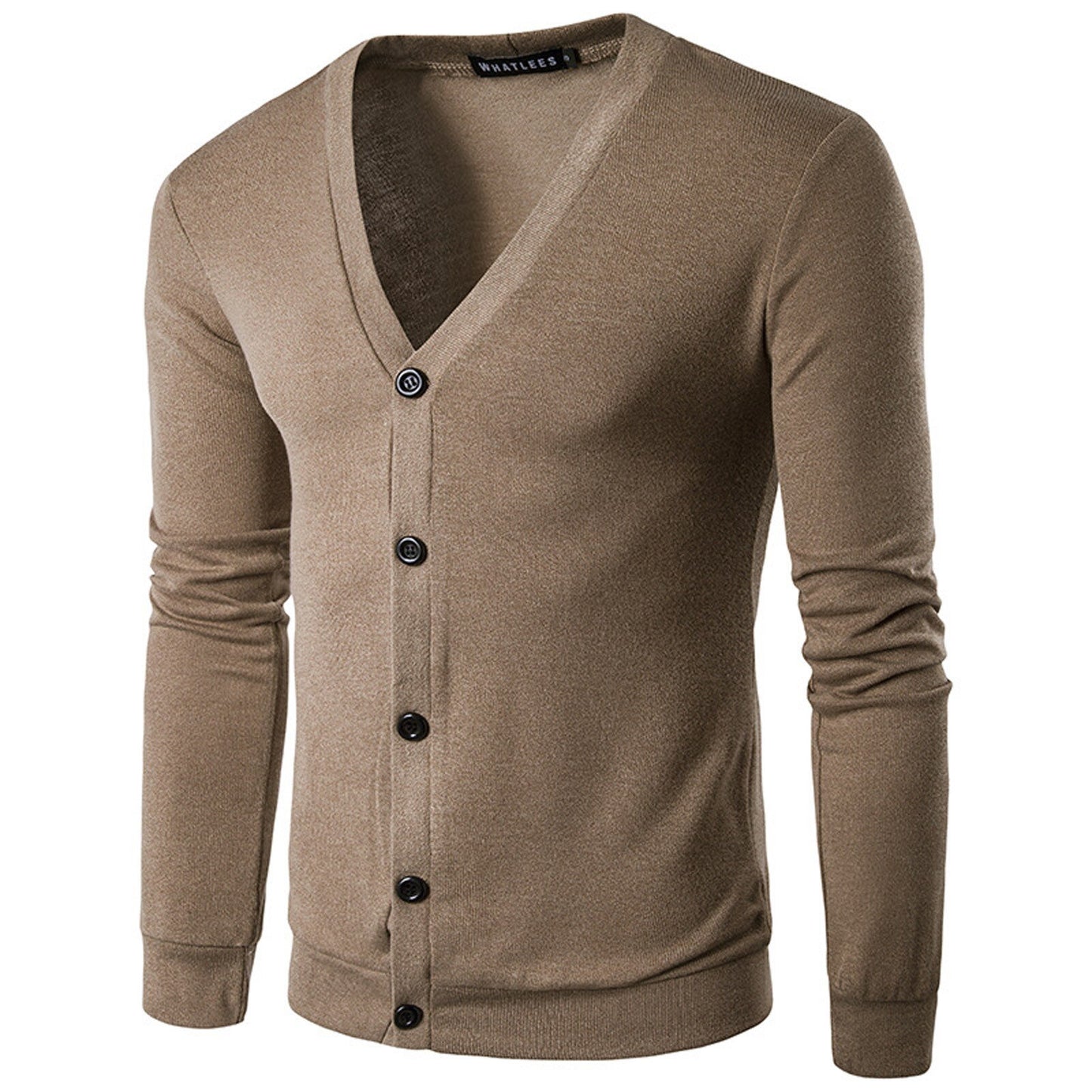 Men's Youth Fashion Solid Color V-Neck Long Sleeve Slim Fit Sweater