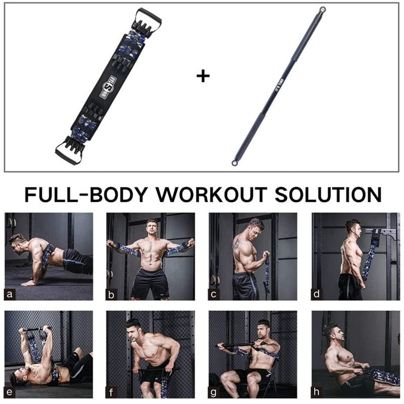 INNSTAR Adjustable Bench Press Resistance Band with Workout Bar Push Up Elastice Bands Portable Chest Expander Fitness Equipment