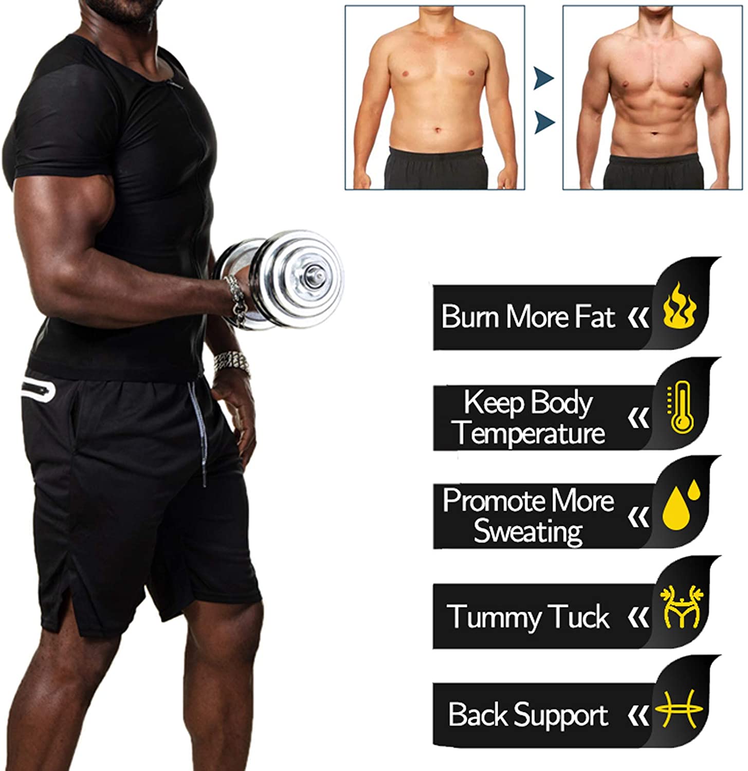 Men Sweat Enhancing Body Shaper for Weight Loss Workout Fitness Shapewear - adamshealthstore