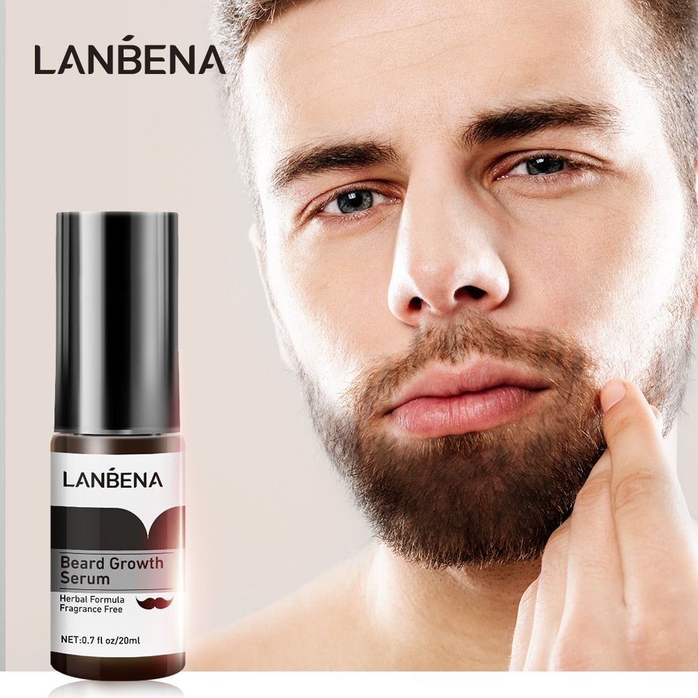 LANBENA Beard Growth Serum for Men, Natural Nourishment for Roots, Oil Treatment Beard Grooming Care Fluid 20ml - adamshealthstore
