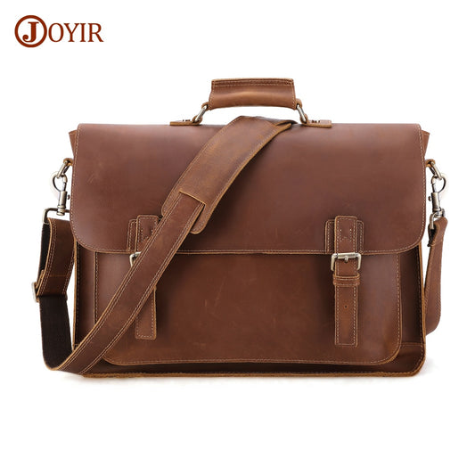 JOYIR  Large Briefcase For Male & Women: Messenger Laptop Bag Vintage  Genuine Leather Briefcase Business Travel Bag - adamshealthstore