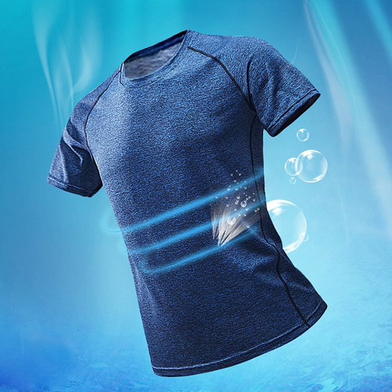 2. Breathable Bodybuilding Training Shirts, men's Running Sports t-Shirts, Tee Workout Tops Compression Tight Activewear Gym Clothing - adamshealthstore