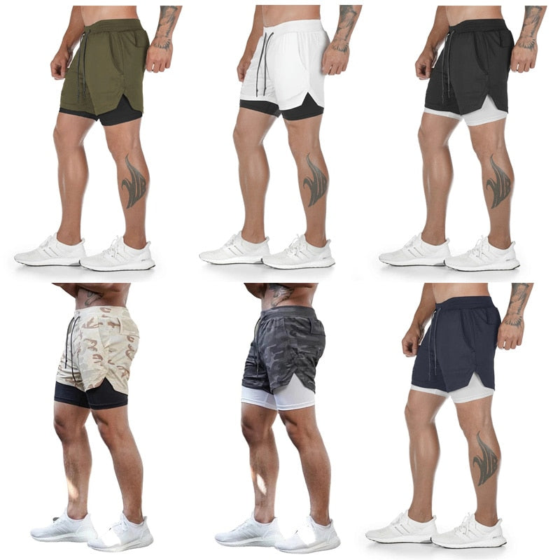 Man Jogging Sportswear Mens 2 In 1 Beach Sport Shorts Quick Drying Running Shorts Workout Gym Exercise Shorts Fitness Sweatpants - adamshealthstore