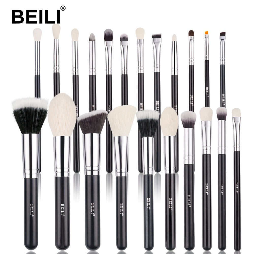 BEILI Black Makeup brushes set Professional Natural goat hair brushes Foundation Powder Contour Eyeshadow make up brushes - adamshealthstore