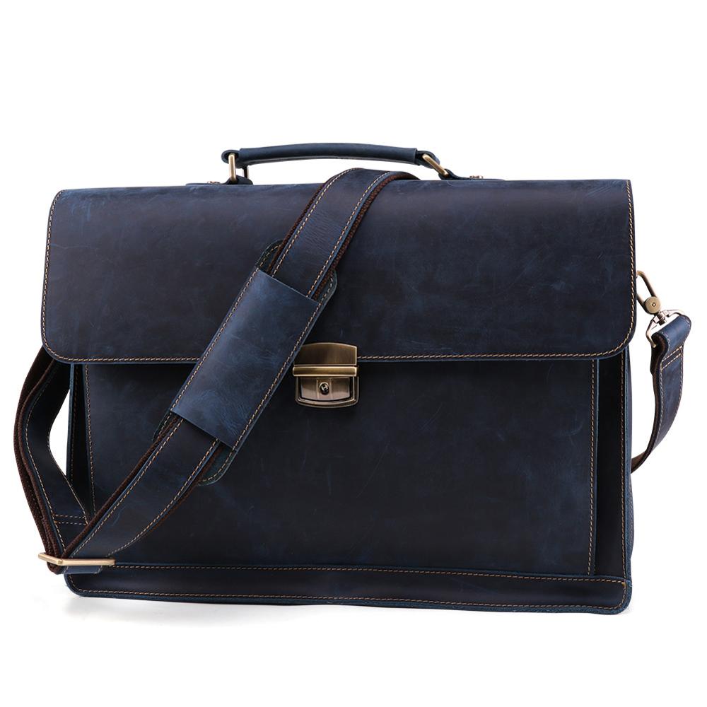 Crazy Horse Genuine Leather Briefcase: Vintage Messenger Shoulder Bag, Business Laptop Handbag For Men & Women - adamshealthstore