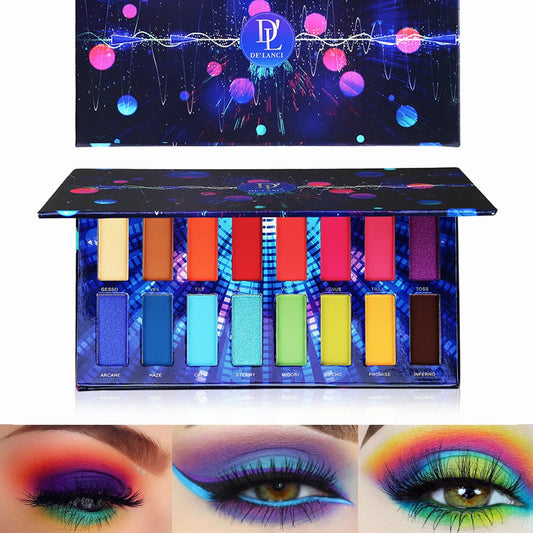 Glow matte High pigmented, beauty bomb, eye shadow palette with 16 colors of neon pigment,, color cosmetics, makeup set - adamshealthstore