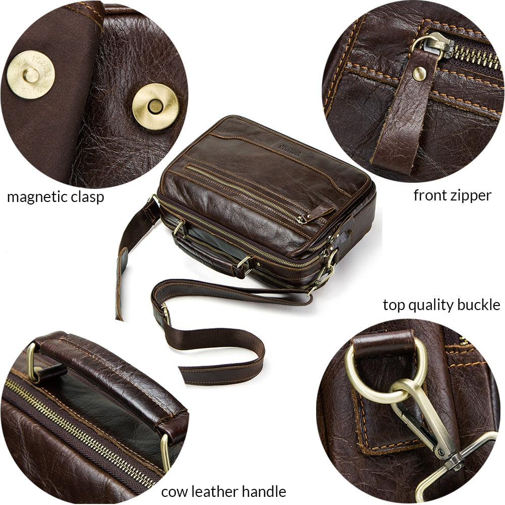 New Men's Messenger Bag: Oiled Cow Leather, Male Satchel Bag,  Crossbody Bag Masculine Big Casual Shoulder Bags - adamshealthstore