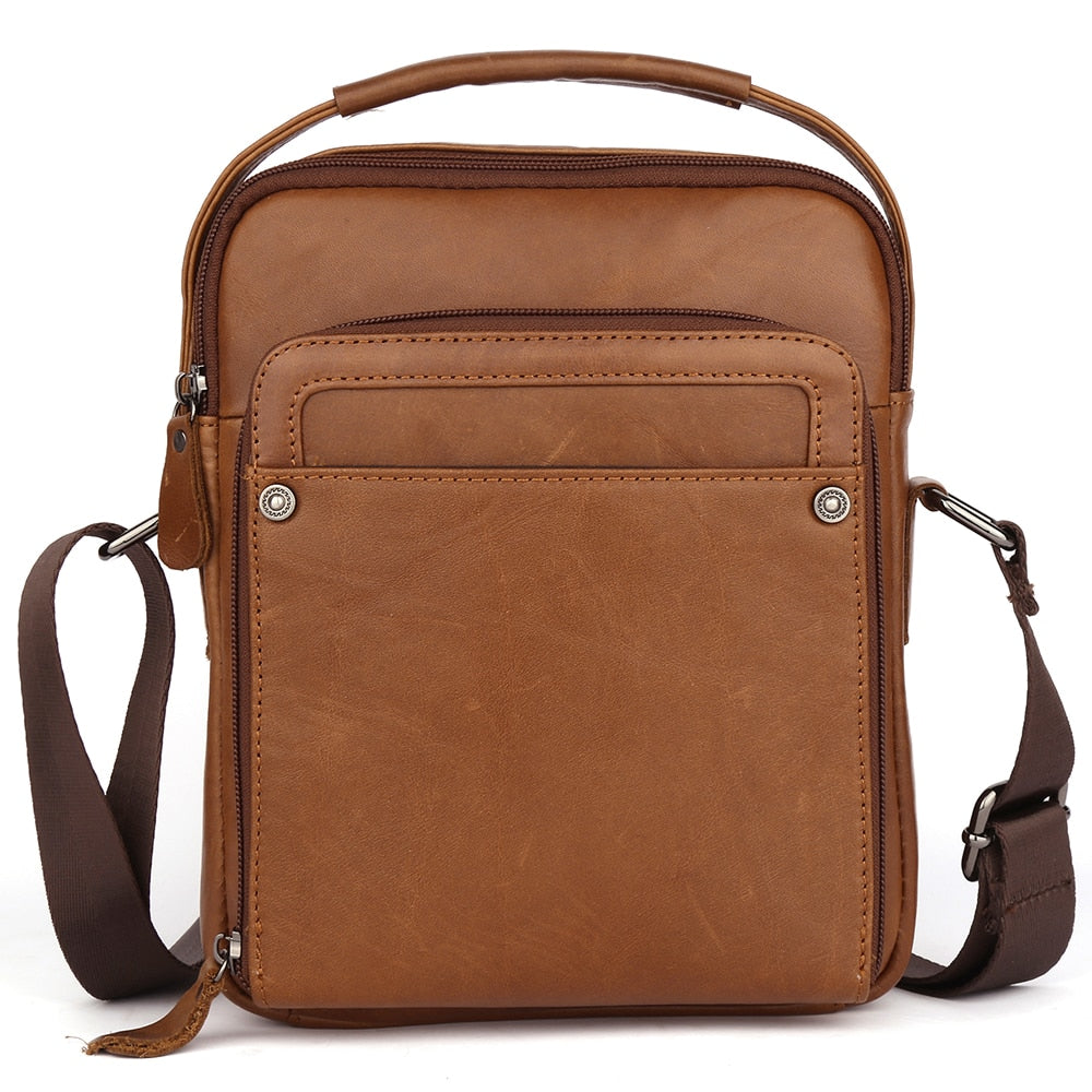 Genuine Leather Shoulder Bag, Vintage Crossbody, High-Quality Tablet Pouch, Messenger Handbag - adamshealthstore