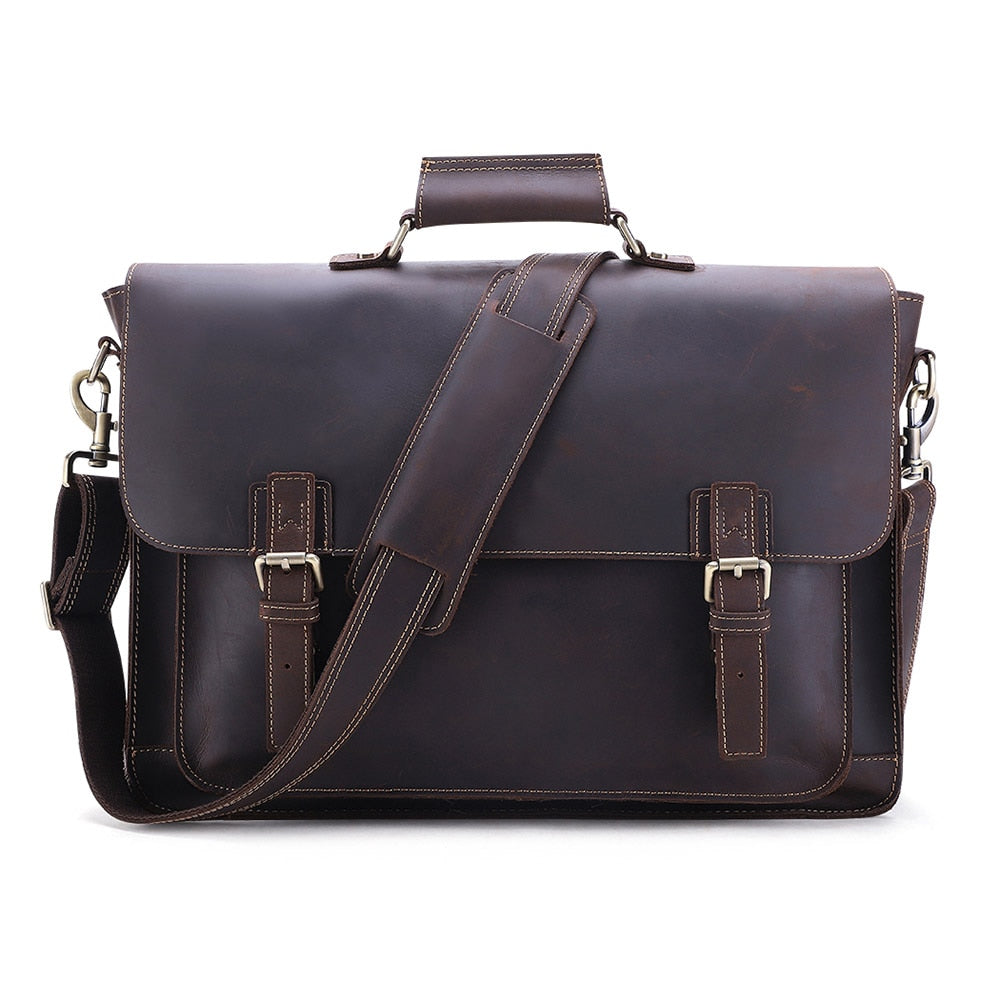 JOYIR  Large Briefcase For Male & Women: Messenger Laptop Bag Vintage  Genuine Leather Briefcase Business Travel Bag - adamshealthstore