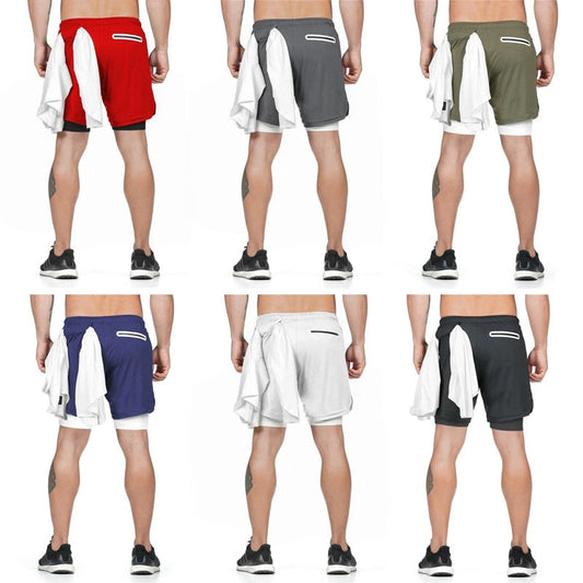 Male Brand Shorts Mens Sport Shorts For Running Fitness Workout Sweatpants 2 In 1 Gym Jogging Shorts Training Beach Shorts - adamshealthstore