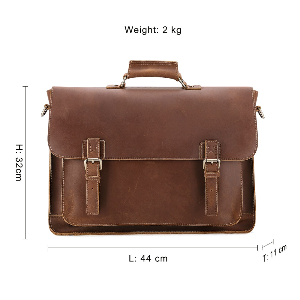 JOYIR  Large Briefcase For Male & Women: Messenger Laptop Bag Vintage  Genuine Leather Briefcase Business Travel Bag - adamshealthstore